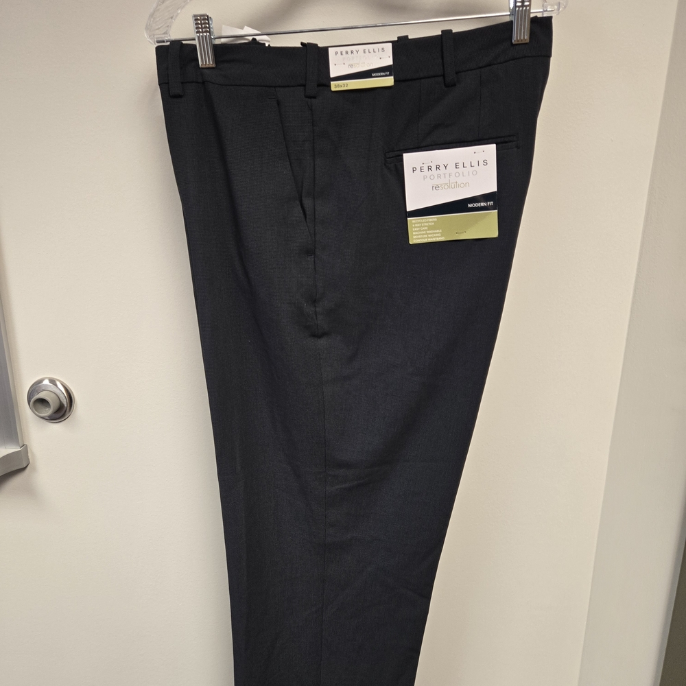 Perry Ellis Dark Charcoal w/Mini-Checks Dress Pants